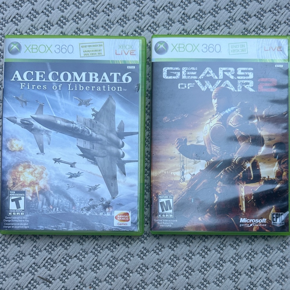 360 Game Set: Ace Combat 6 & Gears of War 2 - Green Cases